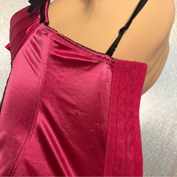 icollection corset top pink black shiny satin bows lace up sexy lingerie costume - Picture 8 of 11